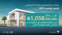 إيداع مليار و58 مليون ريال لمستفيدي برنامج الدعم السكني لشهر نوفمبر