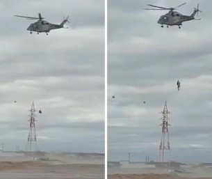 بالفيديو| مشاهد تحبس الأنفاس.. إنقاذ جوي لعالقين وسط السيول في عُمان