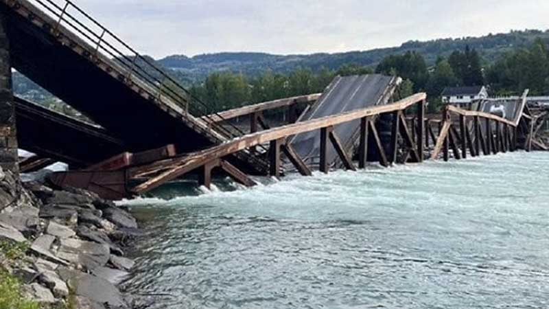 انهيار جسر للسكك الحديدية في النرويج جراء الفيضانات