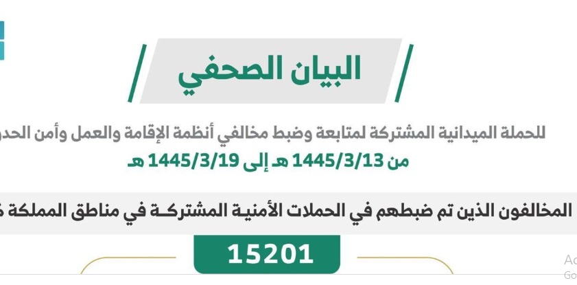 خلال أسبوع.. ضبط (15201) مخالف لأنظمة الإقامة والعمل وأمن الحدود في مناطق المملكة