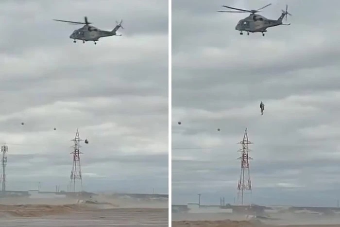 بالفيديو| مشاهد تحبس الأنفاس.. إنقاذ جوي لعالقين وسط السيول في عُمان