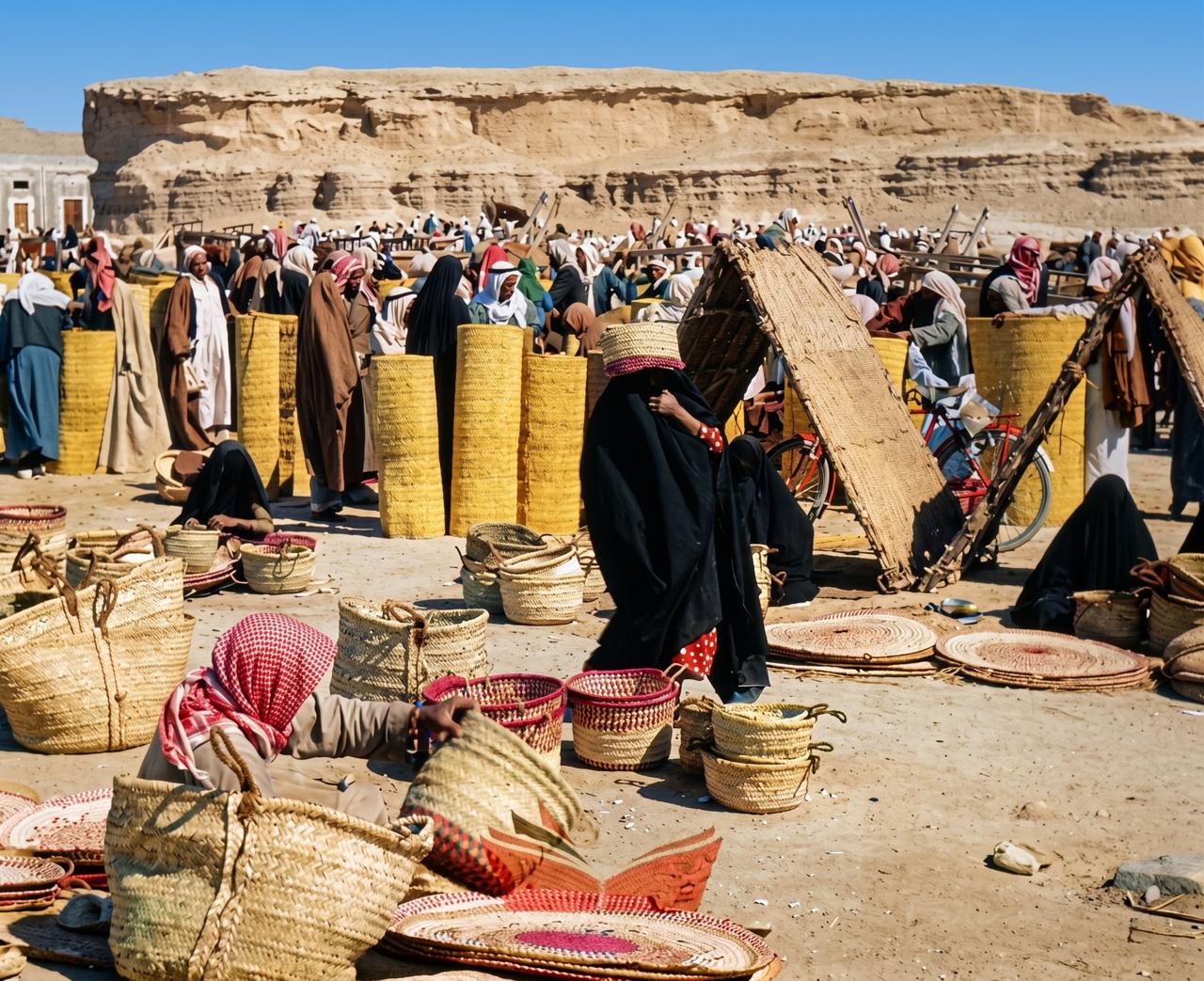 (صورة حقيقية بواسطة: عبدالناصر شقرة – مجلة العربي ع ٦١ – عام ١٩٦٦، تم تحسينها بواسطة الذكاء الاصطناعي من قِبل المُحرر)